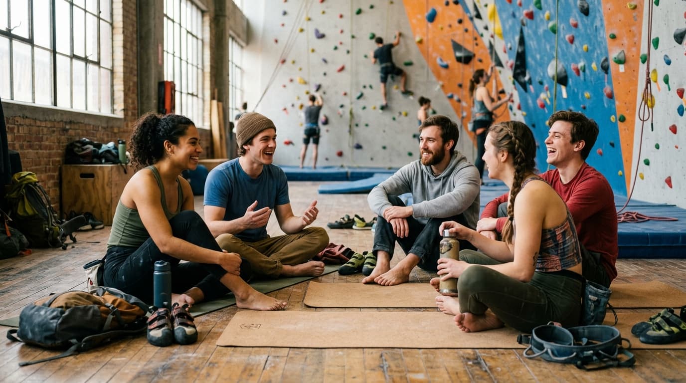 People chatting sitting on the floor